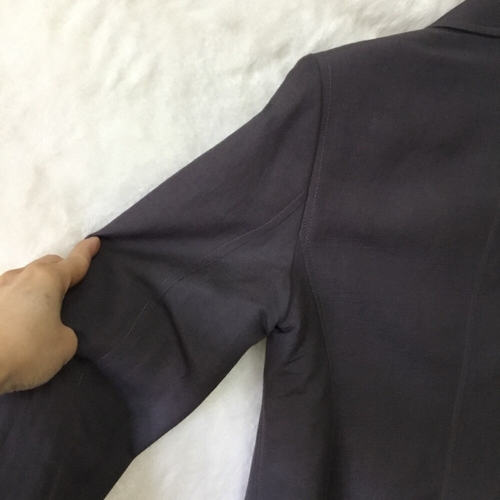 Anne Klein Single-Button Brown Notched-Lapel Blazer - Picture 7 of 8